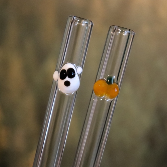 Ghosts & Pumpkins Glass Straw Set - Halloween - Picture 3 of 7